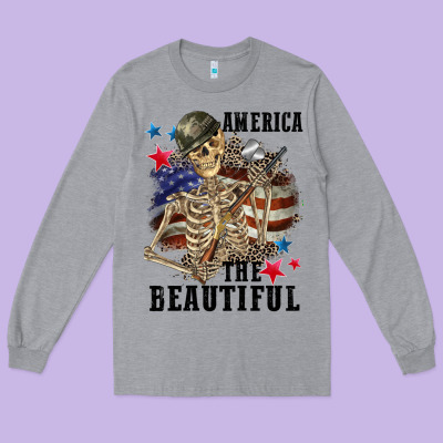 America The Beautiful 4th Of July Long Sleeve Tee Designed By Cowgirlartshop
