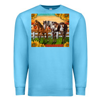 Ocean Blue Western Ranch Horses Premium Sweatshirt - LillyAllenDesigns