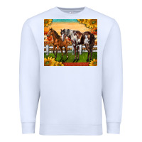 White Western Ranch Horses Premium Sweatshirt - LillyAllenDesigns