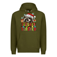 Army Green lets get trashed with raccoon Premium Hoodie - MaliasSmallBusiness