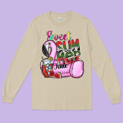 Sweet Summer Time Long Sleeve Tee Designed By Sublimationcraftshop