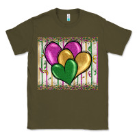 Army Green mardi gras heart Classic Tee - BarkalooDesign