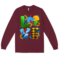 Burgundy love with heart sunflower Long Sleeve Tee - AdoDesignShop