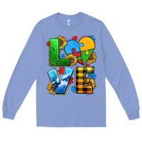 Colony Blue love with heart sunflower Long Sleeve Tee - AdoDesignShop