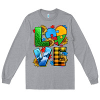 Heather Grey love with heart sunflower Long Sleeve Tee - AdoDesignShop