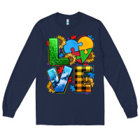 Navy love with heart sunflower Long Sleeve Tee - AdoDesignShop