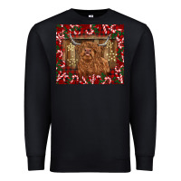 Black Christmas highland cow with candy canes Premium Sweatshirt - BarkalooDesign