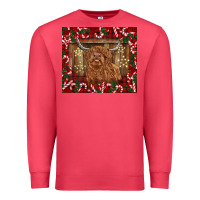 Cardinal Christmas highland cow with candy canes Premium Sweatshirt - BarkalooDesign