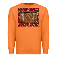 Carrot Christmas highland cow with candy canes Premium Sweatshirt - BarkalooDesign