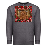 Charcoal Heather Christmas highland cow with candy canes Premium Sweatshirt - BarkalooDesign