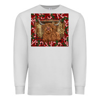 Dove Grey Christmas highland cow with candy canes Premium Sweatshirt - BarkalooDesign