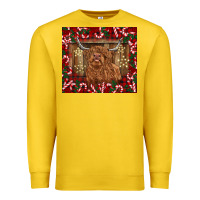 Lemon Christmas highland cow with candy canes Premium Sweatshirt - BarkalooDesign