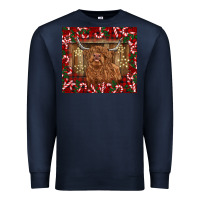 Navy Christmas highland cow with candy canes Premium Sweatshirt - BarkalooDesign