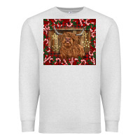 Oatmeal Heather Christmas highland cow with candy canes Premium Sweatshirt - BarkalooDesign