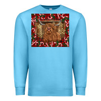 Ocean Blue Christmas highland cow with candy canes Premium Sweatshirt - BarkalooDesign