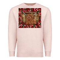 Pale Pink Christmas highland cow with candy canes Premium Sweatshirt - BarkalooDesign