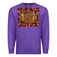 Purple Christmas highland cow with candy canes Premium Sweatshirt - BarkalooDesign