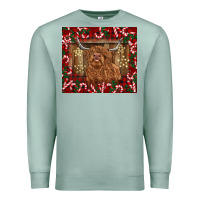 Seafoam Christmas highland cow with candy canes Premium Sweatshirt - BarkalooDesign