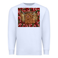 White Christmas highland cow with candy canes Premium Sweatshirt - BarkalooDesign