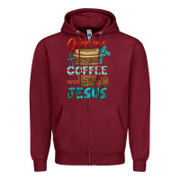 Burgundy give me coffee and jesus Zipper Hoodie - BundleAndBundleShop