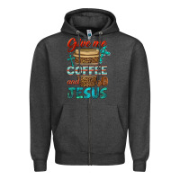 Charcoal Heather give me coffee and jesus Zipper Hoodie - BundleAndBundleShop