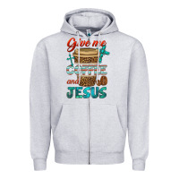 Heather Grey give me coffee and jesus Zipper Hoodie - BundleAndBundleShop