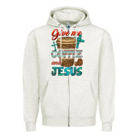 Oatmeal Heather give me coffee and jesus Zipper Hoodie - BundleAndBundleShop