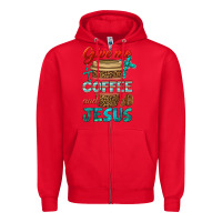Red give me coffee and jesus Zipper Hoodie - BundleAndBundleShop
