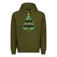 Army Green oh come let us adore him christmas tree Premium Hoodie - MaliasSmallBusiness
