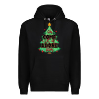 Black oh come let us adore him christmas tree Premium Hoodie - MaliasSmallBusiness
