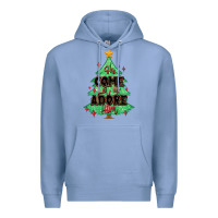 Colony Blue oh come let us adore him christmas tree Premium Hoodie - MaliasSmallBusiness