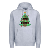 Heather Grey oh come let us adore him christmas tree Premium Hoodie - MaliasSmallBusiness