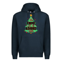 Navy oh come let us adore him christmas tree Premium Hoodie - MaliasSmallBusiness