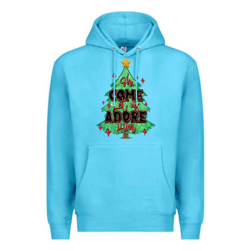 Oh Come Let Us Adore Him Christmas Tree Premium Hoodie by MaliasSmallBusiness | Teevron