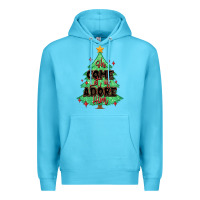 Ocean Blue oh come let us adore him christmas tree Premium Hoodie - MaliasSmallBusiness