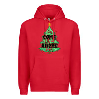 Red oh come let us adore him christmas tree Premium Hoodie - MaliasSmallBusiness
