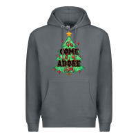 Rock oh come let us adore him christmas tree Premium Hoodie - MaliasSmallBusiness