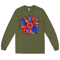 Army Green America sunflower Long Sleeve Tee - Neo Western