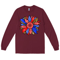 Burgundy America sunflower Long Sleeve Tee - Neo Western