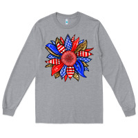 Heather Grey America sunflower Long Sleeve Tee - Neo Western