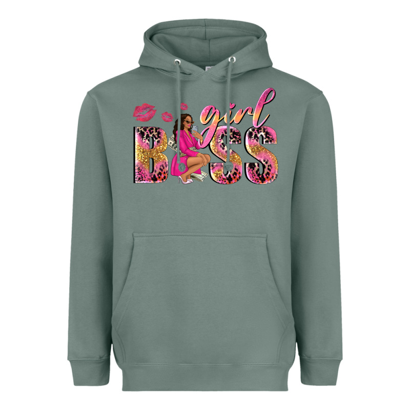Girl Boss Afro Black Woman Heavyweight Hoodie by NancyCooperArtShop | Teevron