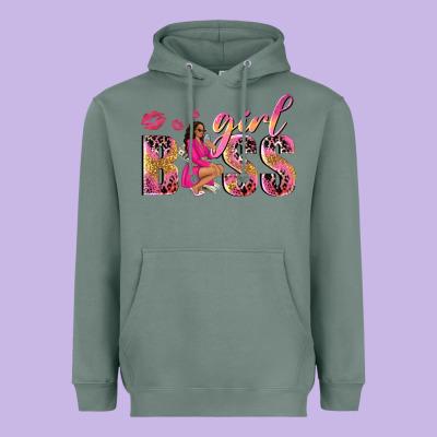 Girl Boss Afro Black Woman Heavyweight Hoodie Designed By Nancycooperartshop