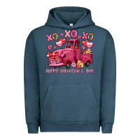 Pigment Midnight Navy xo xo xo happy valentine's day truck Urban Hoodie - LillyAllenDesigns