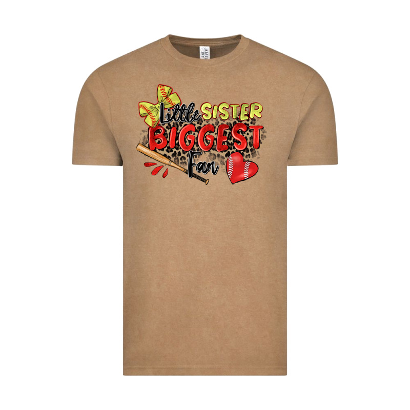 Little Sister Biggest Fan Softball Vintage Tee by Zillion Design Studio | Teevron