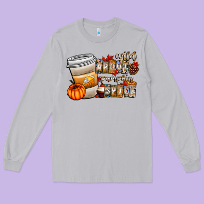 Wild About Pumpkin Spice Long Sleeve Tee Designed By Cowhidedigitalart