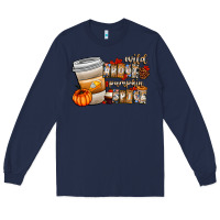 Navy wild about pumpkin spice Long Sleeve Tee - CowhideDigitalArt
