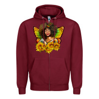 Burgundy butterfly afro woman juneteenth Zipper Hoodie - AdoDesignShop