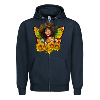 Navy butterfly afro woman juneteenth Zipper Hoodie - AdoDesignShop