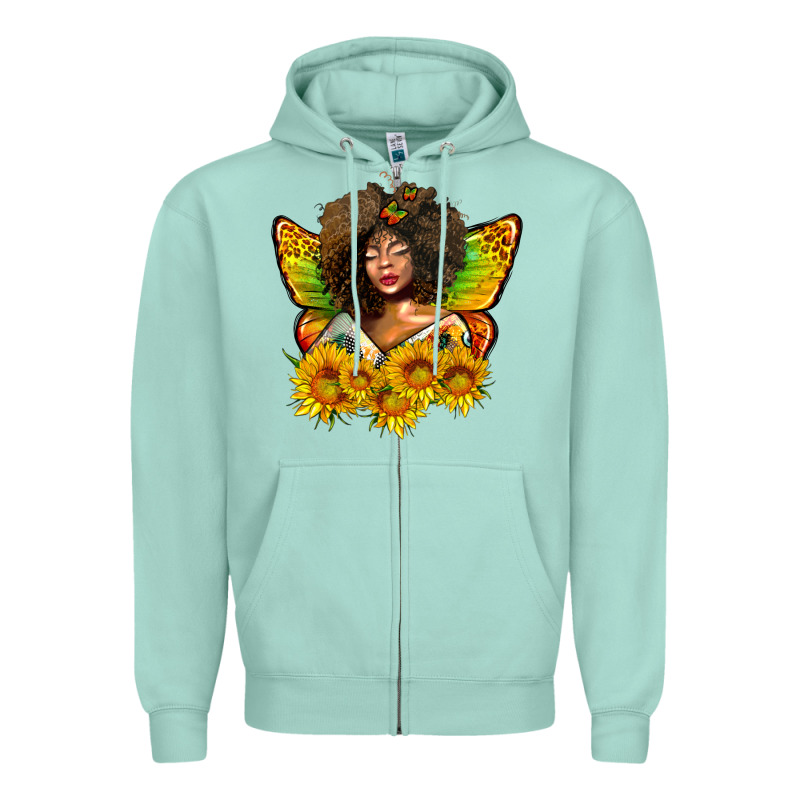 Butterfly Afro Woman Juneteenth Zipper Hoodie by AdoDesignShop | Teevron
