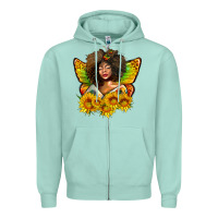 Seafoam butterfly afro woman juneteenth Zipper Hoodie - AdoDesignShop